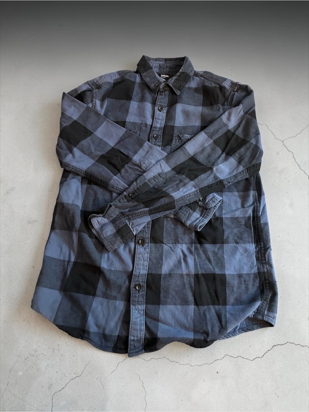 urban pipeline Blue & Black Plaid Button-Down Shirt